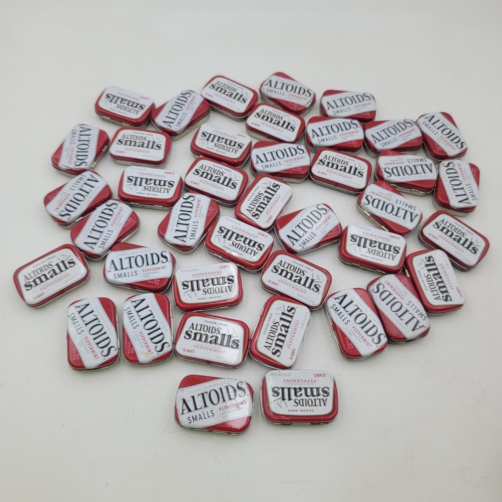 40 Altoids Smalls Peppermint EMPTY Tins Bulk Lot DIY Craft Storage Metal Cases